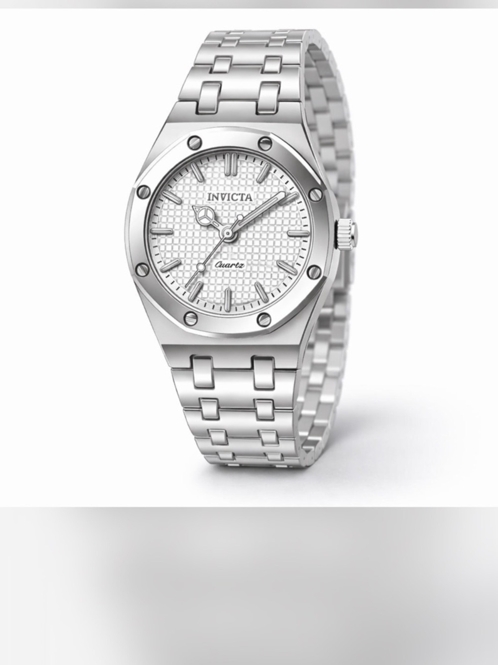 Invicta Silver-Tone Textured Dial Stainless Steel Watch